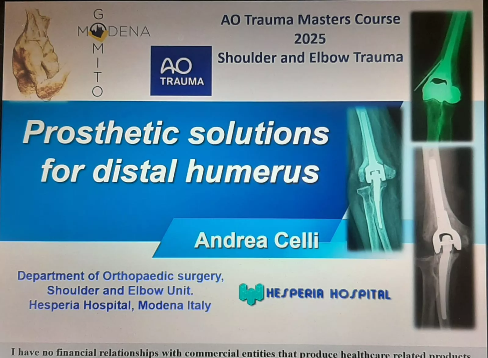 Il Dr. Andrea Celli docente al AO Trauma Masters Course