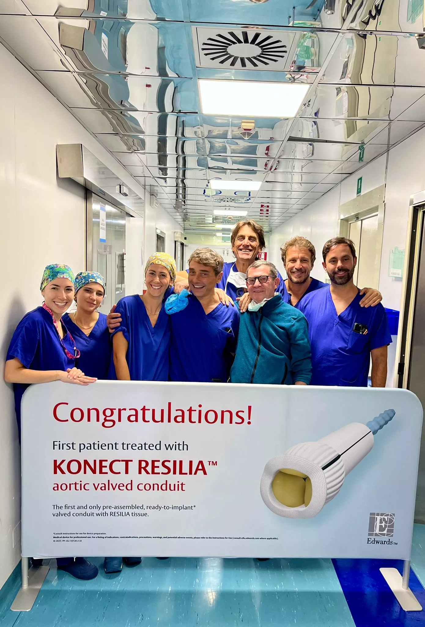 Primo intervento in Europa di sostituzione della valvola aortica, della radice aortica e dell’aorta ascendente, eseguito con tecnologia KONECT RESILIA